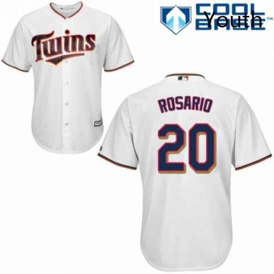 Youth Majestic Minnesota Twins 20 Eddie Rosario Authentic White Home Cool Base MLB Jersey